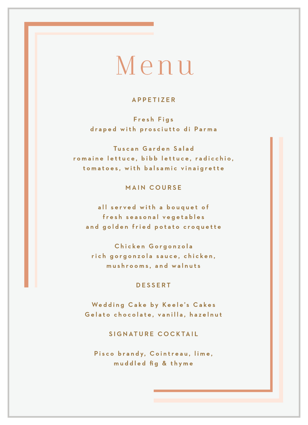 Clean Lines Wedding Menus