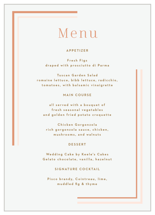 Clean Lines Wedding Menus