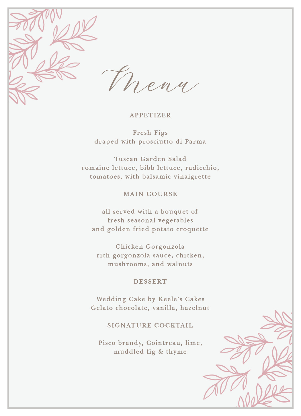Circled Monogram Wedding Menus