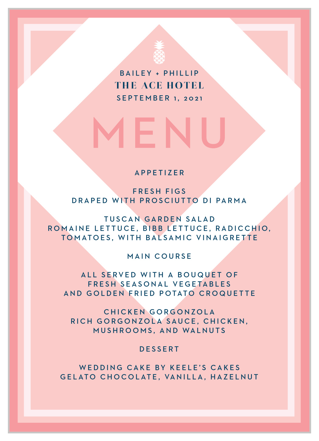MaeMae's Maximus Wedding Menus
