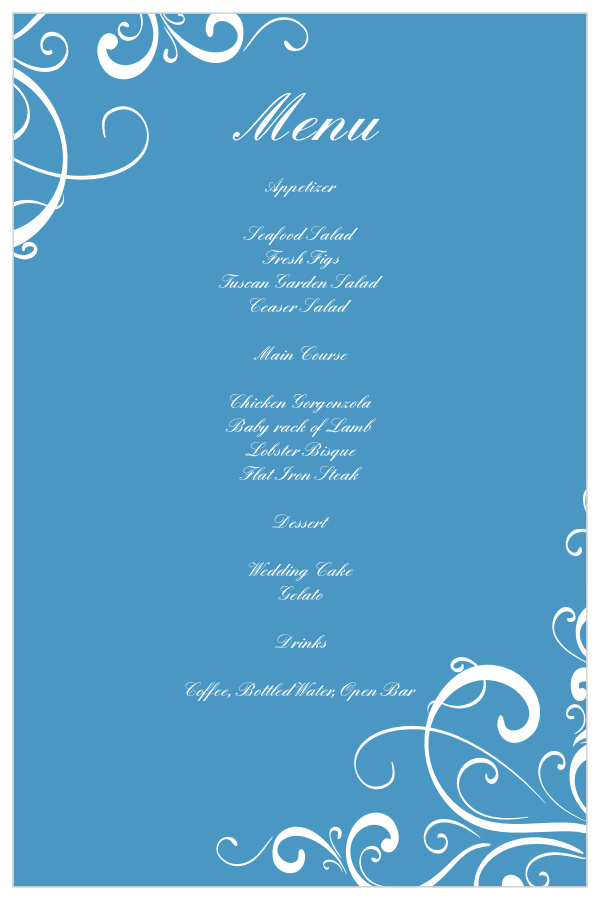 Simple Swirls Wedding Menus