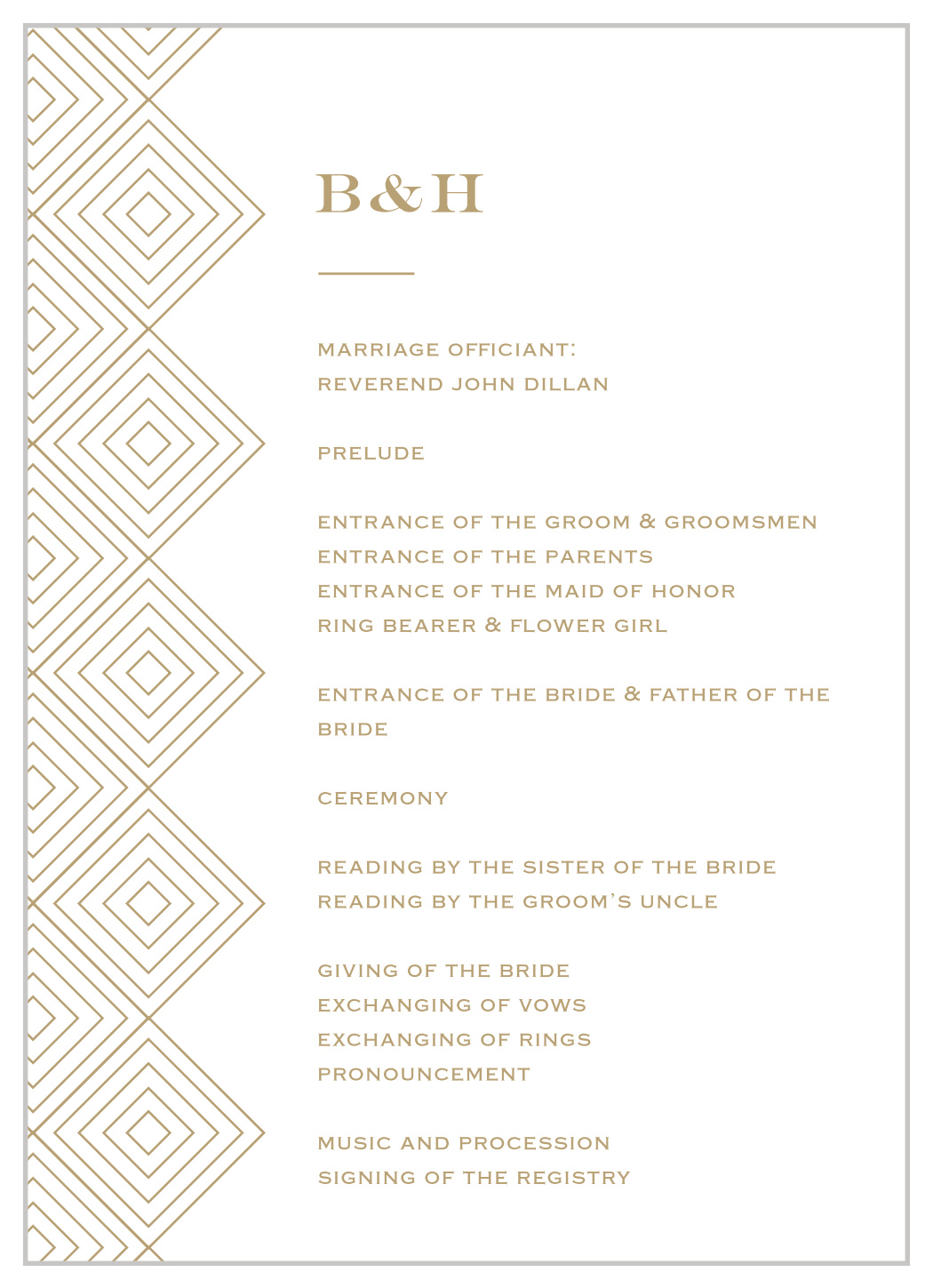 MaeMae's Bette Wedding Programs