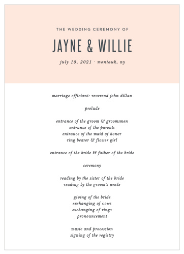 MaeMae's Willie Wedding Programs