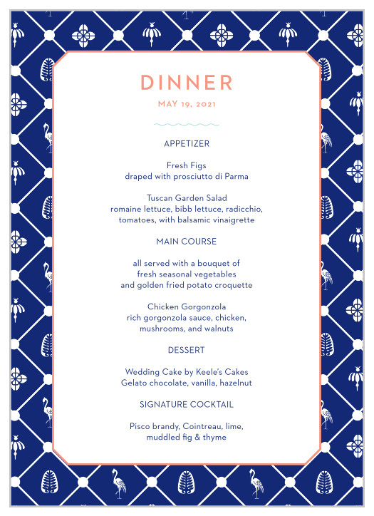 MaeMae's Roxy Wedding Menus