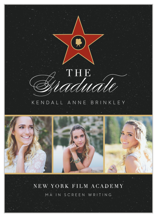 Get the recognition you deserve with our Hollywood Star Graduation Announcements! 