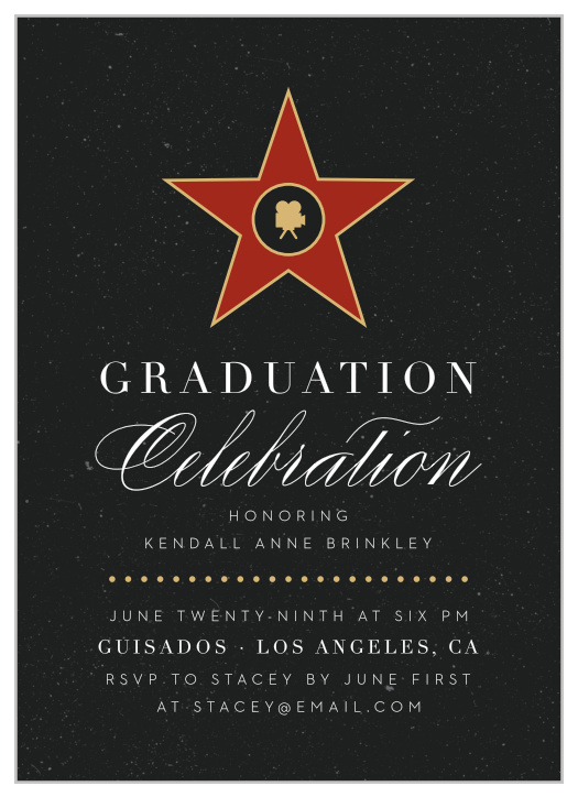 Get the recognition you deserve with our Hollywood Star Graduation Invitations! 