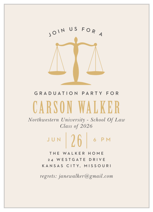 Our Law School Graduation Invitations are the perfect way to gather your family and friends to support you on your upcoming big day.