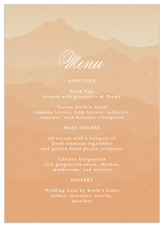 Majestic Mountains Wedding Menus