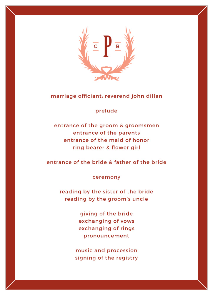 MaeMae's Beau Wedding Programs