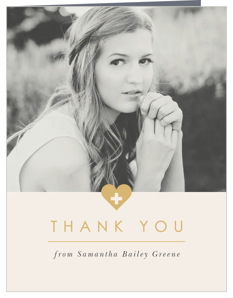 Golden Heart Graduation Thank You Cards