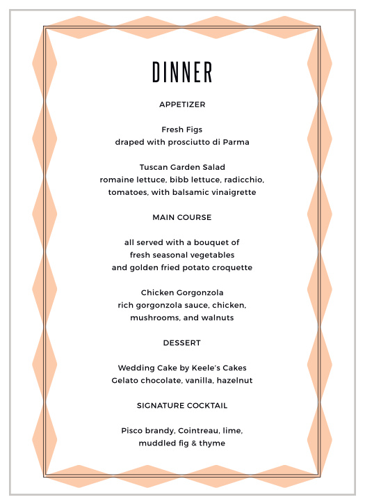 MaeMae's Ralph Wedding Menus