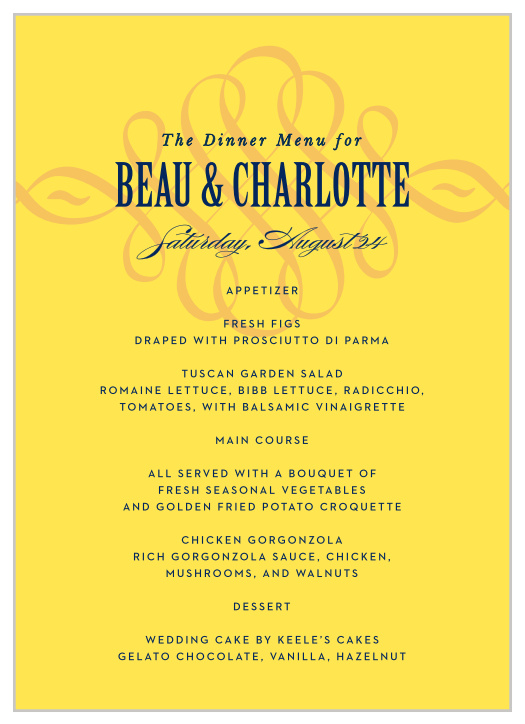 MaeMae's Montgomery Wedding Menus