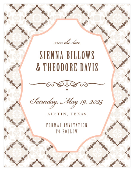Provide every important detail of your wedding day with the stunning appearance of our MaeMae's Theo Save-the-Date Magnets.