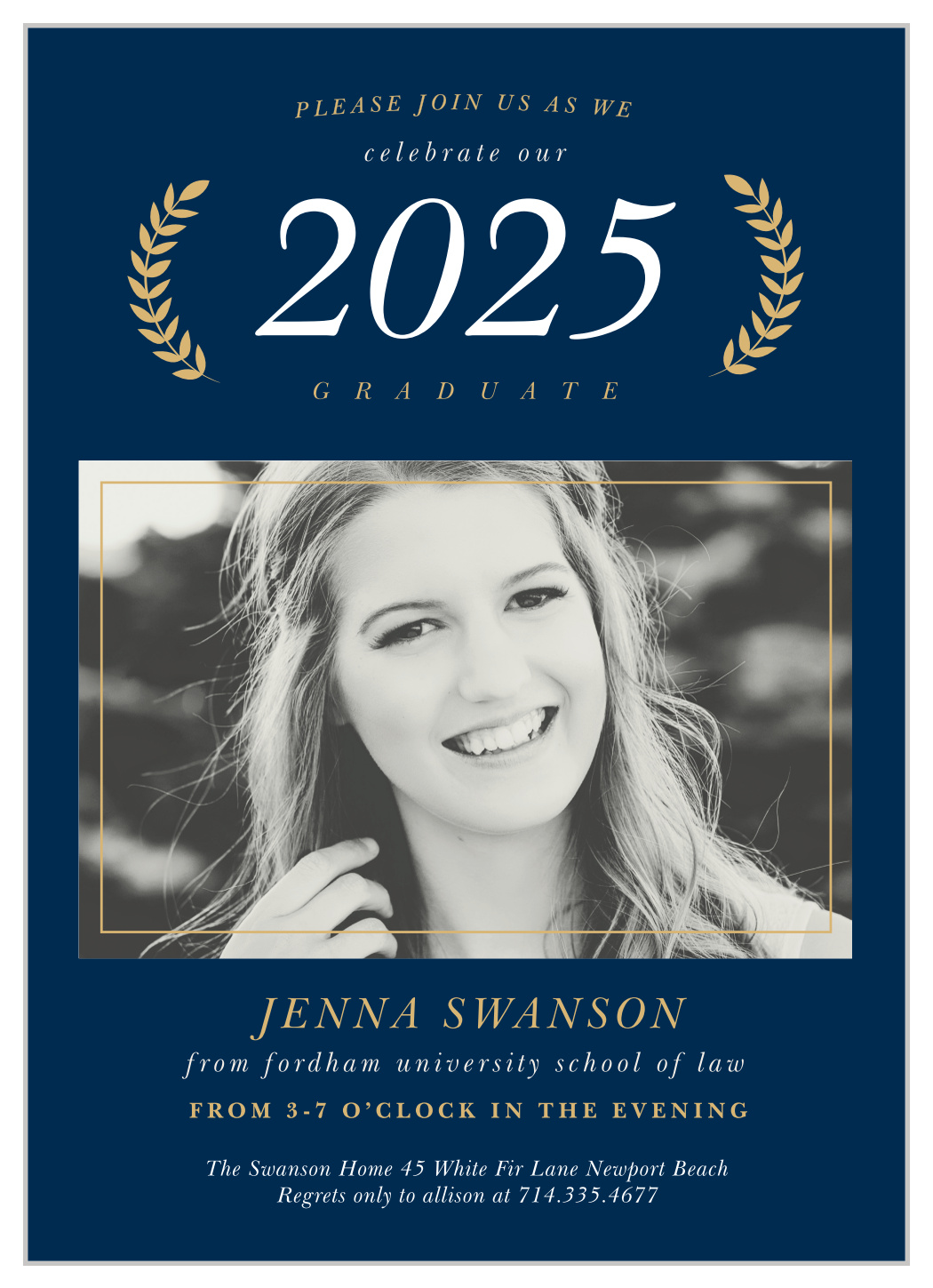 Law School Laurels Graduation Invitations