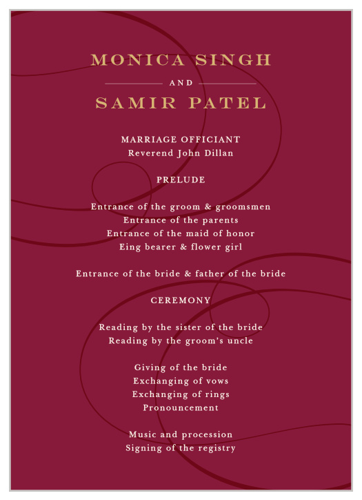 Simple Scroll Wedding Programs