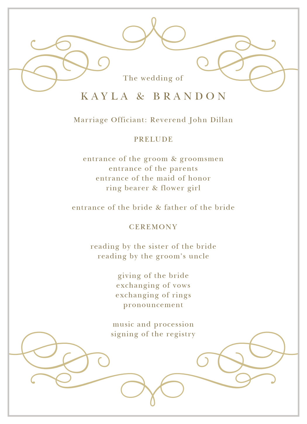 Trendy Swirls Wedding Programs