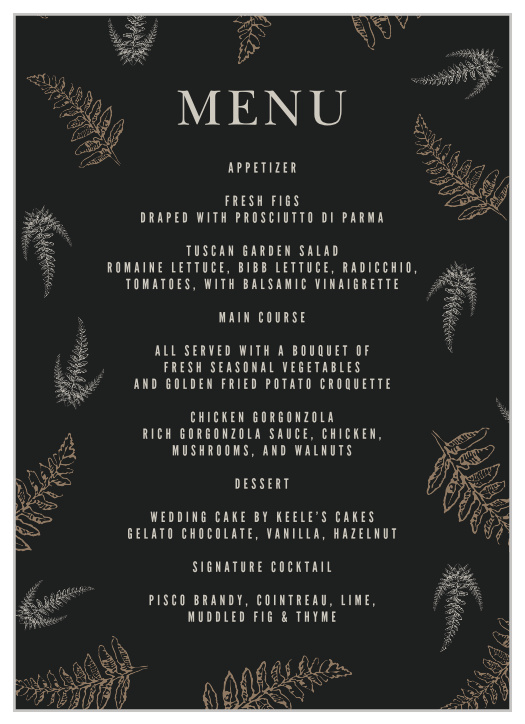 MaeMae's Eden Wedding Menus