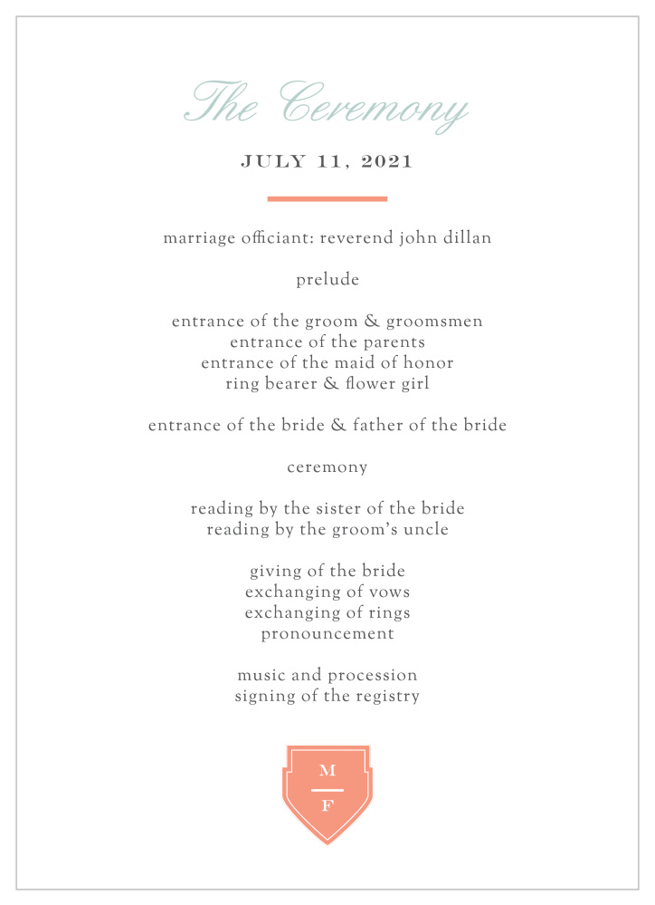 MaeMae's Margot Wedding Programs