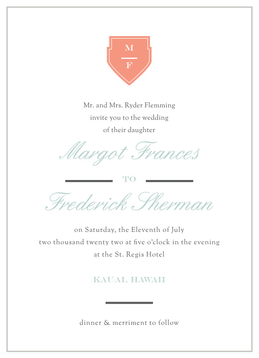 Our MaeMae's Margot Wedding Invitations are a perfectly delightful way to announce the special day. 