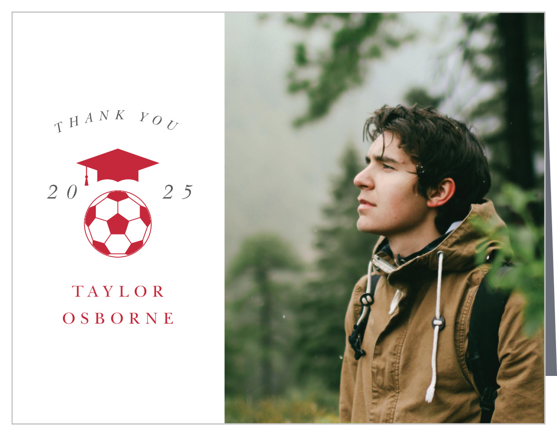 Soccer Star Graduation Thank You Cards