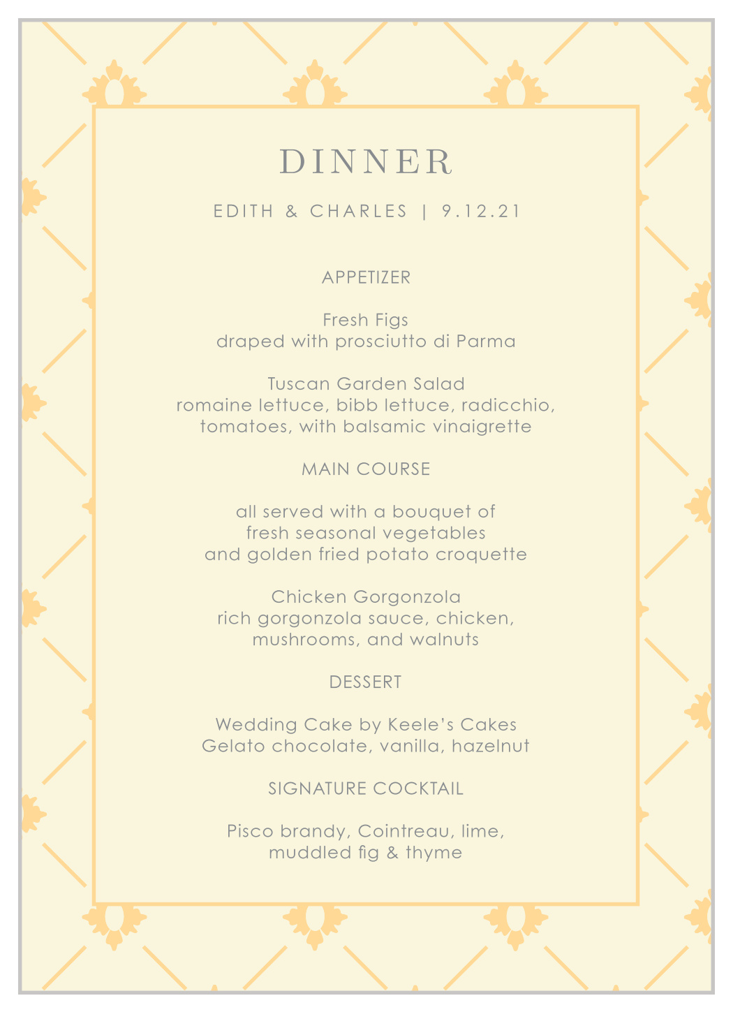 MaeMae's Charles Wedding Menus