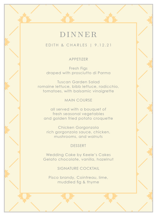 MaeMae's Charles Wedding Menus