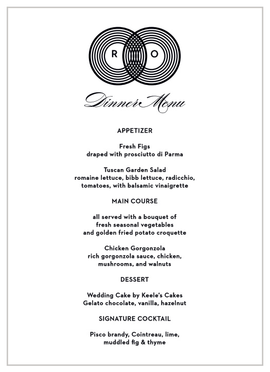 MaeMae's Oswald Wedding Menus