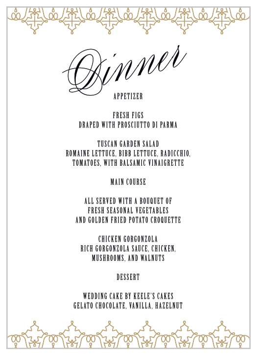 MaeMae's Smith Wedding Menus