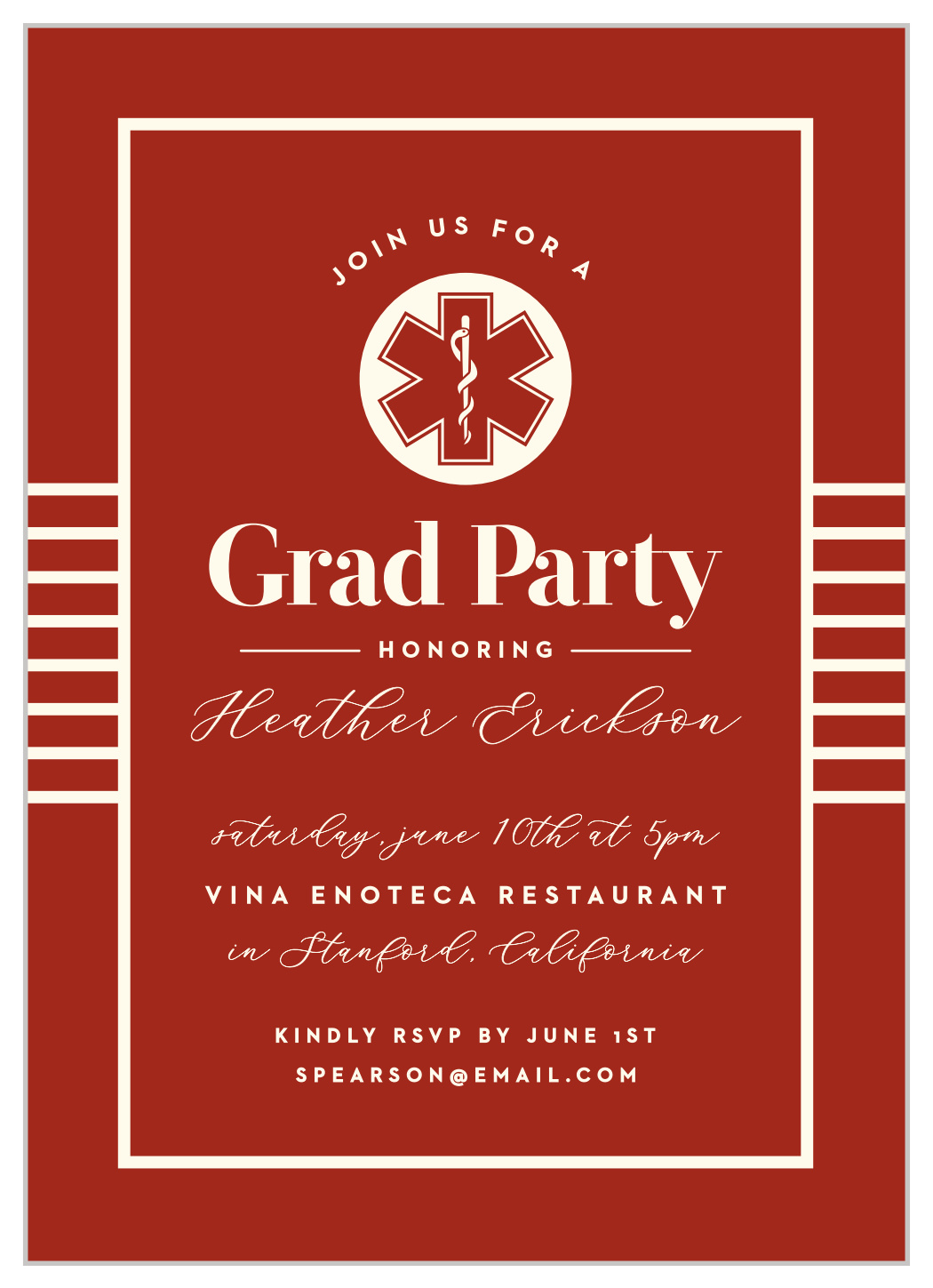 Paramedic Cross Graduation Invitations