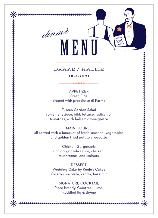 MaeMae's Drake Wedding Menus