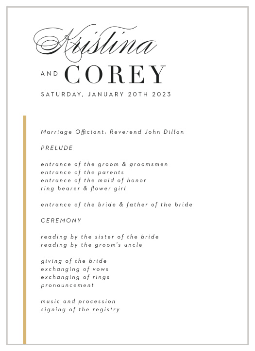 Classic Sophistication Wedding Programs