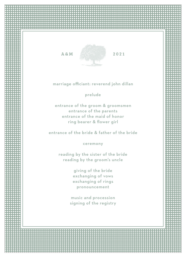 MaeMae's Willow Wedding Programs