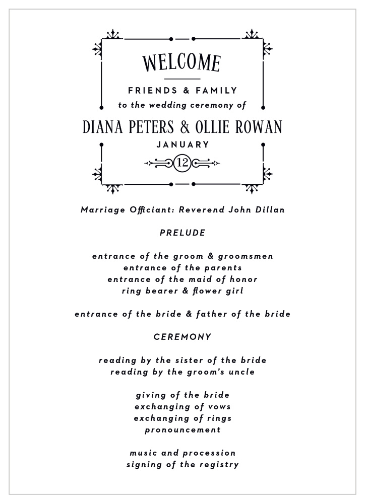 MaeMae's Ollie Wedding Programs