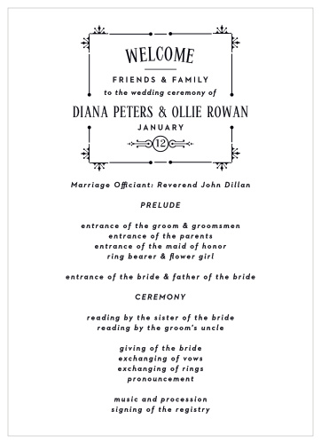 Inform your friends and family what's going on during your ceremony with our MaeMae's Ollie Wedding Programs. 