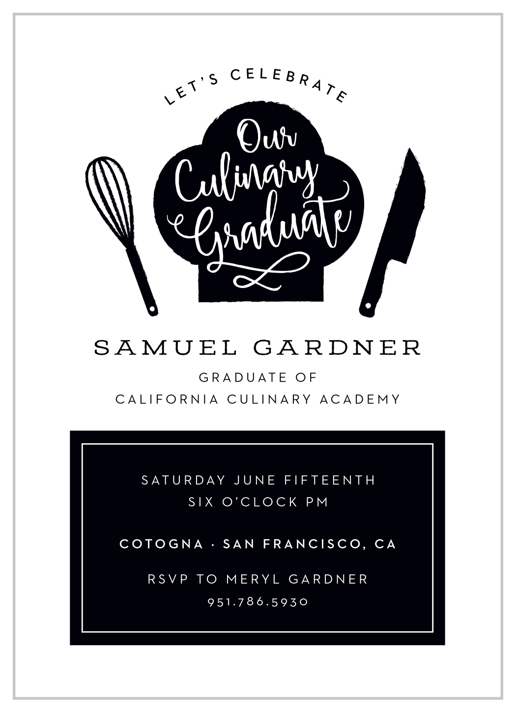 Chef's Hat Graduation Invitations