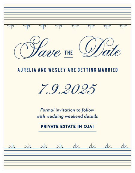 Our MaeMae's Jack Save the Date Cards are a perfectly charming way to announce the special day. 