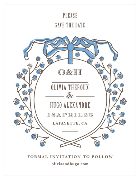 Our MaeMae's Hugo Save the Date Magnets  are a perfectly charming way to announce the special day. 