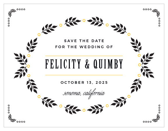 MaeMae's Quimby Save-the-Date Cards feature fun botanical accents that make them stand out beautifully! 