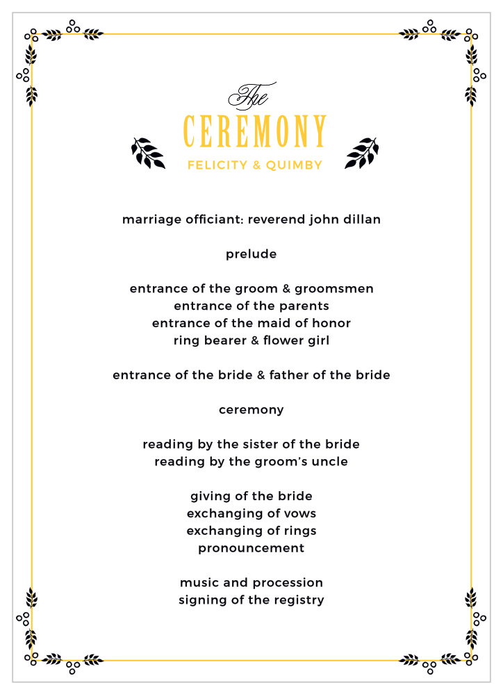 MaeMae's Quimby Wedding Programs
