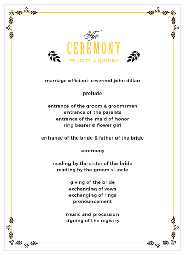 MaeMae's Quimby Wedding Programs