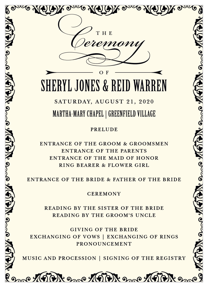 MaeMae's Ronnie Wedding Programs