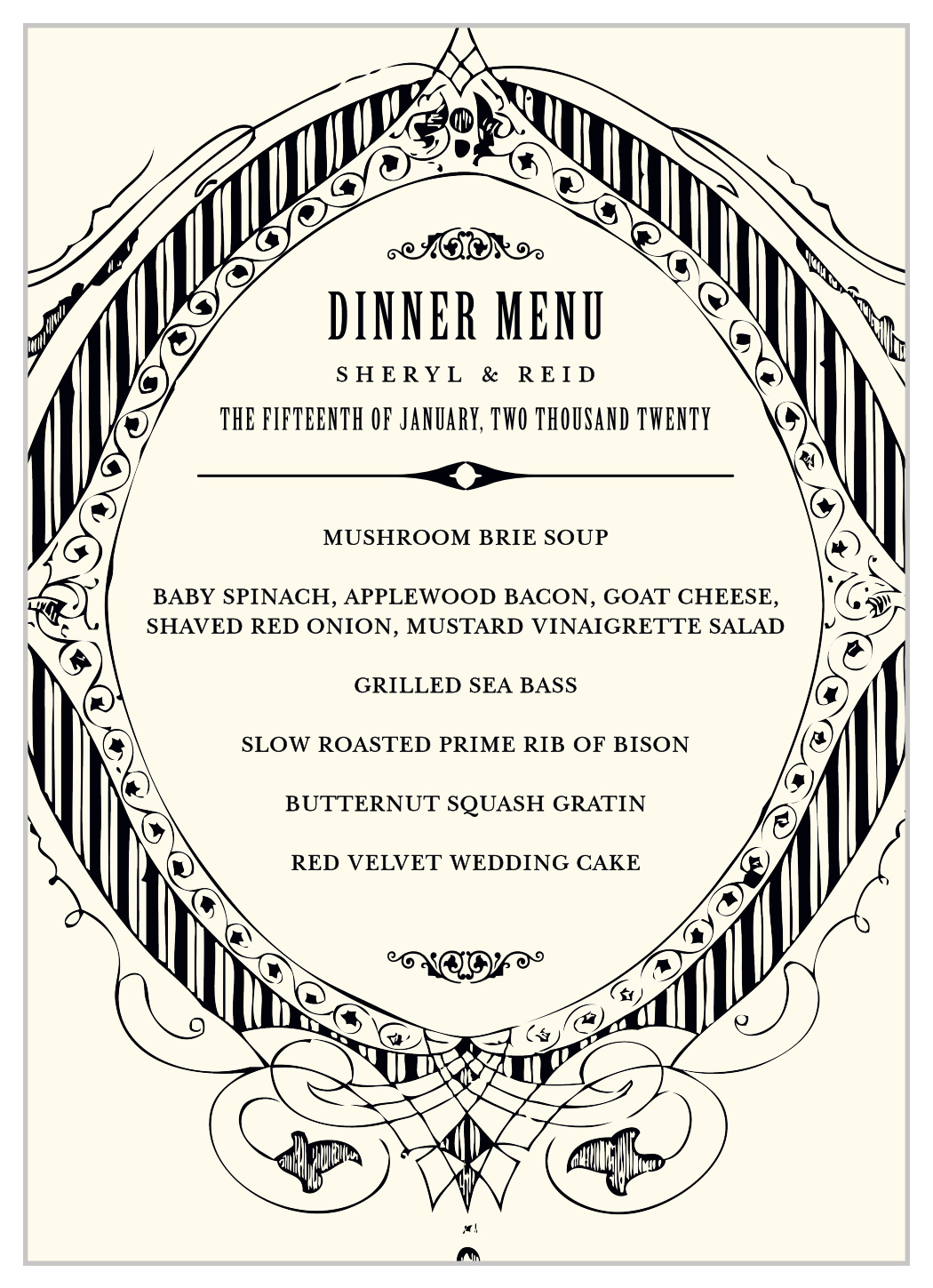 MaeMae's Ronnie Wedding Menus