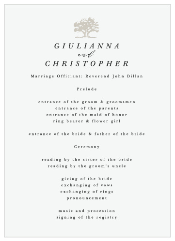 Majestic Tree Wedding Programs