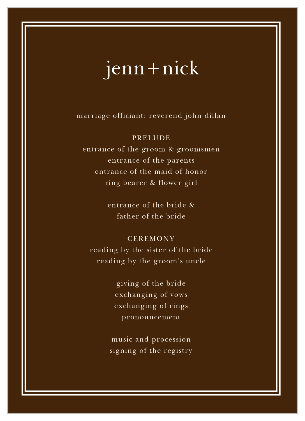 Sheer Overlay Wedding Programs