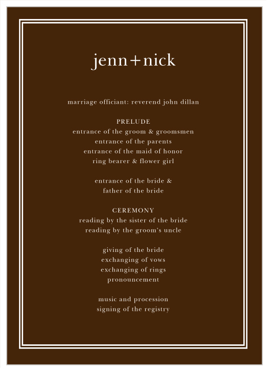 Sheer Overlay Wedding Programs