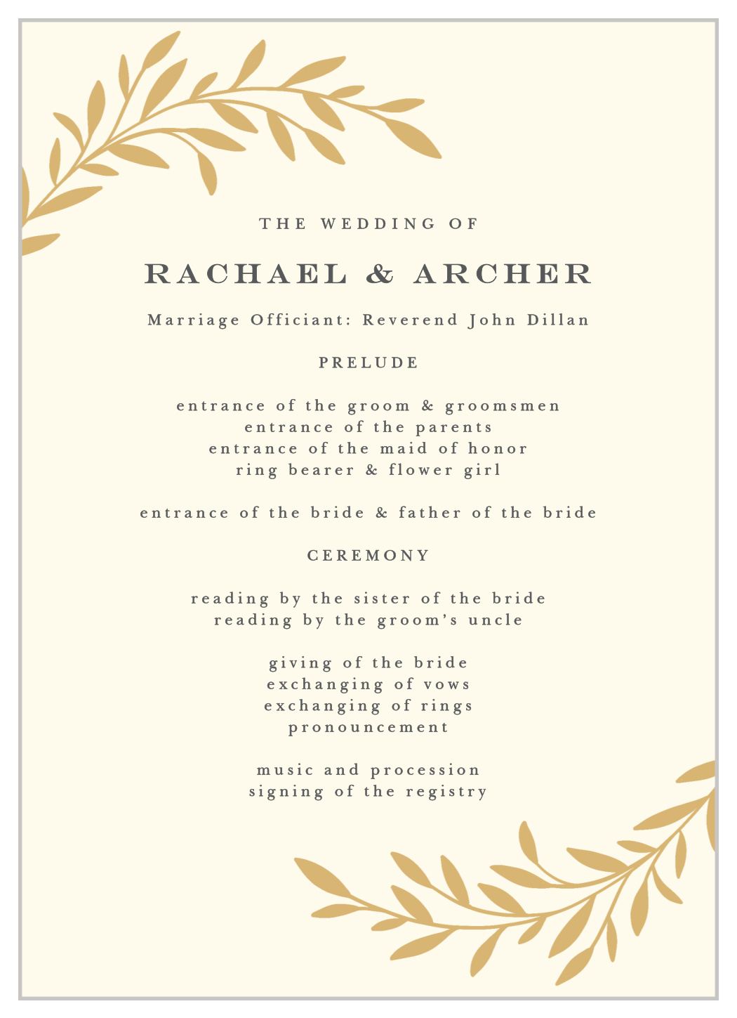 Tree Branch Silhouette Wedding Programs