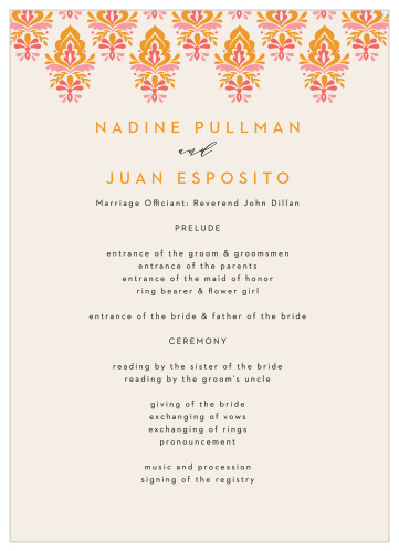 Damask Sides Wedding Programs