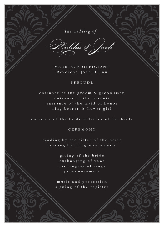 Formal Damask Wedding Programs