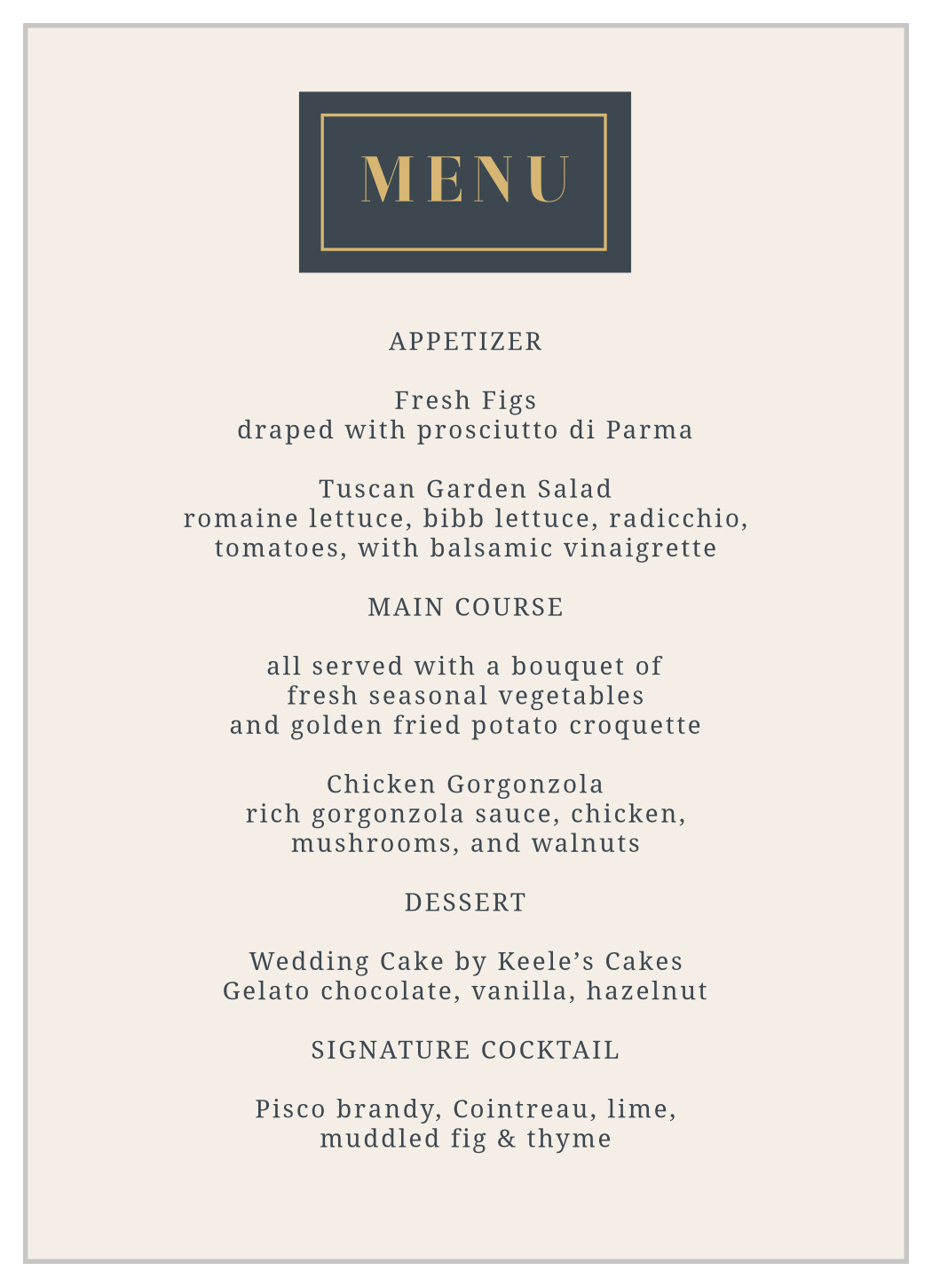 Trimmed In Gold Wedding Wedding Menus