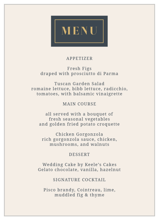 Trimmed In Gold Wedding Wedding Menus